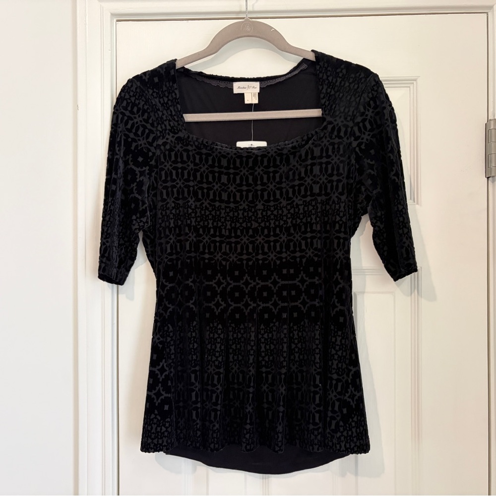 NWT Anthropologie Meadow Rue Black Velvet Burnout top